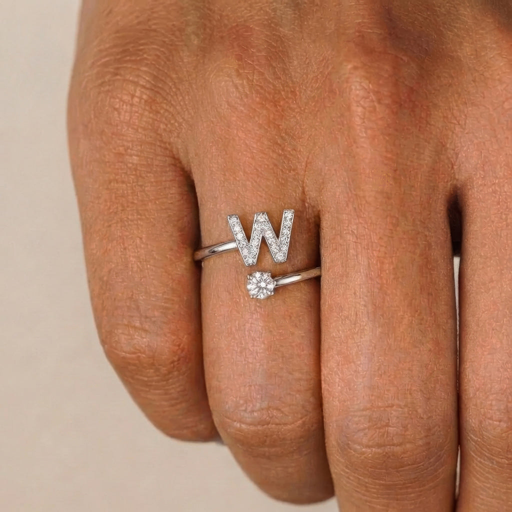 💍 Elegant Adjustable Initial Ring – A Meaningful Gift for Her