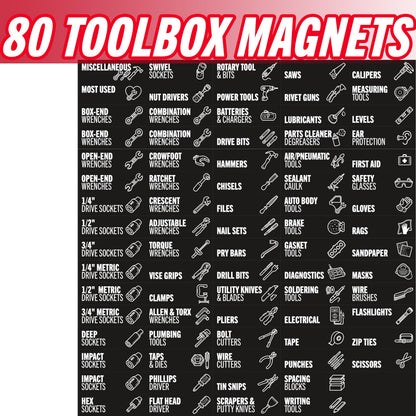 🧰 80-Piece Magnetic Toolbox Labels Kit