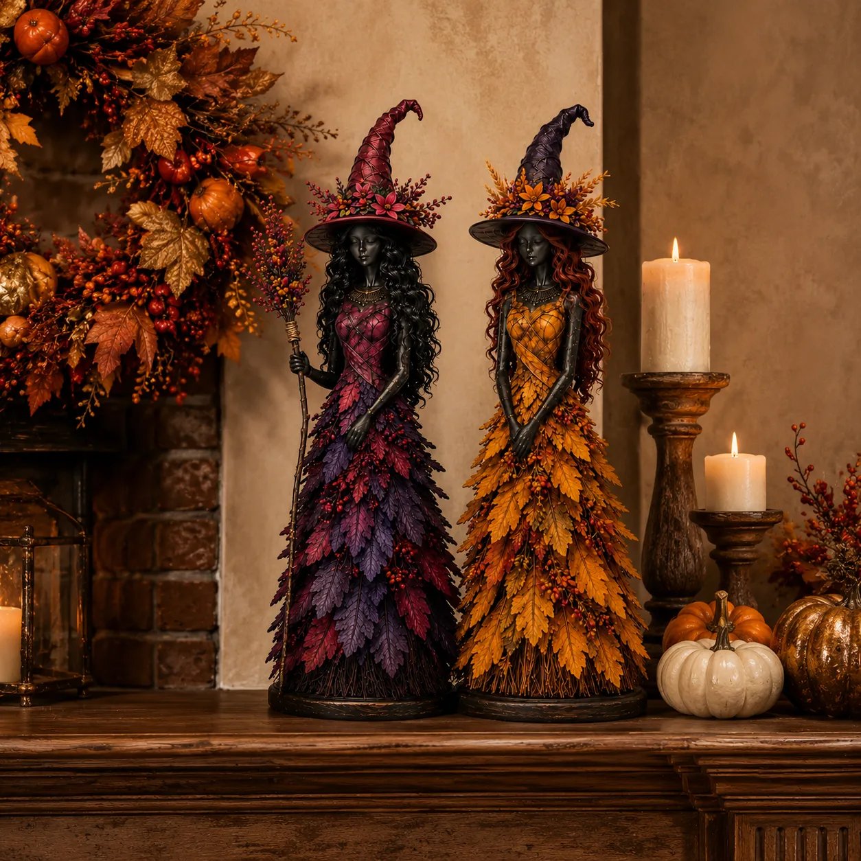 💥 49% OFF - 🧙 Enchanted Gothic Autumn Witch Figurine