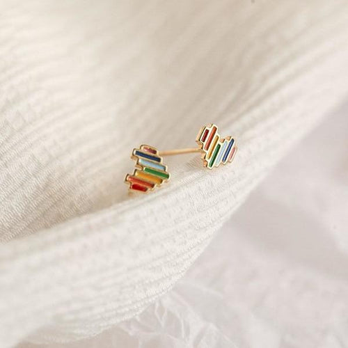 S925 Heart Rainbow Earrings