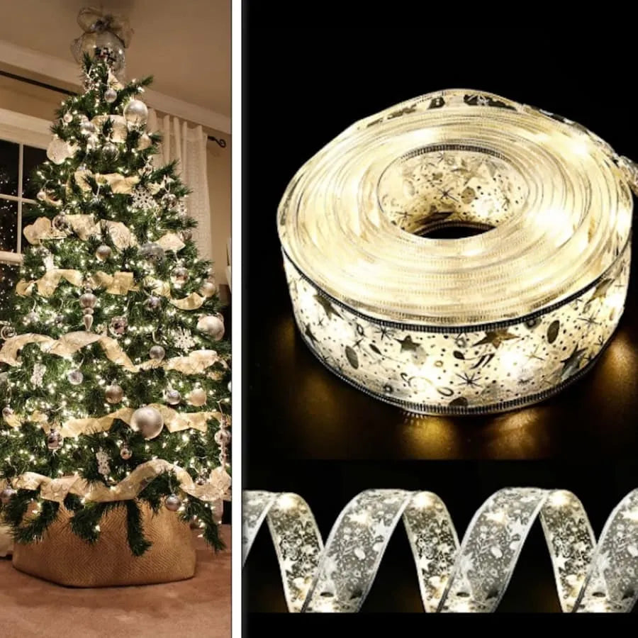 🔥🎄 Christmas Ribbon Lights — Festive & Sparkling Holiday Decoration