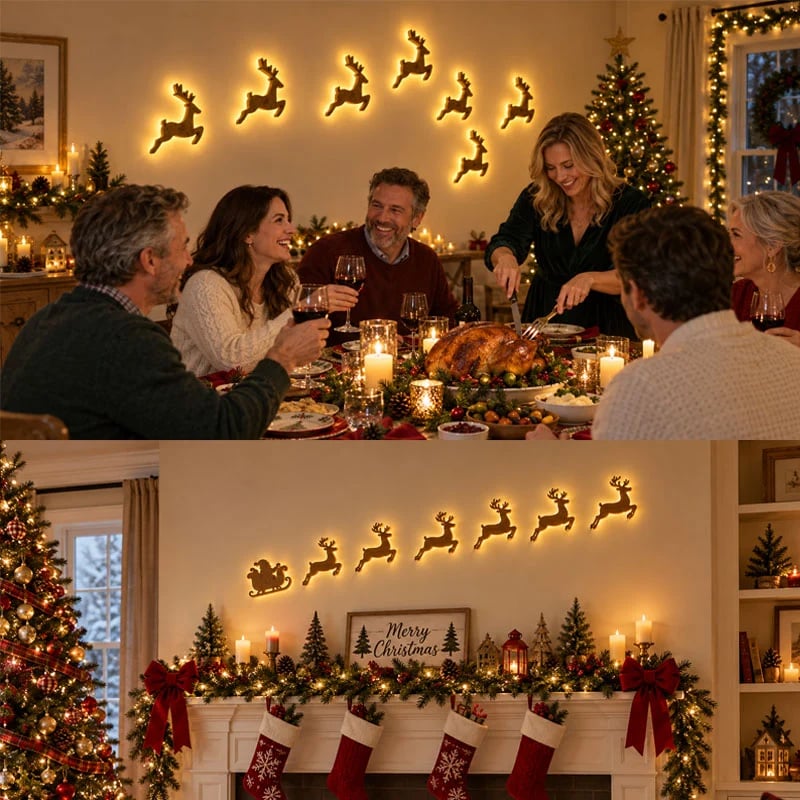 🎄LED Reindeer Wall Decorations - Festive Christmas Lighting