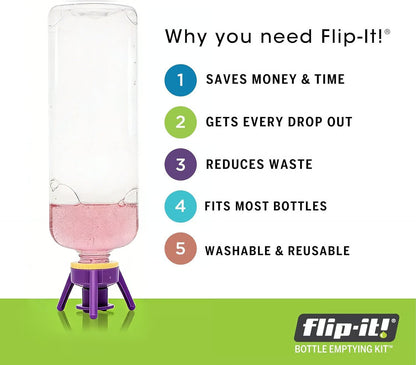 ✅ Flip & Flow! Bottle Emptying Caps 💧 - 6 Bottle Pack - Comes with Adapters for Any Screw Cap Size 🎯