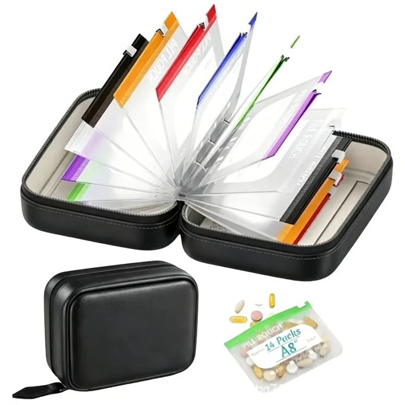 🔥Premium Waterproof PU Travel Pill Organizer Set