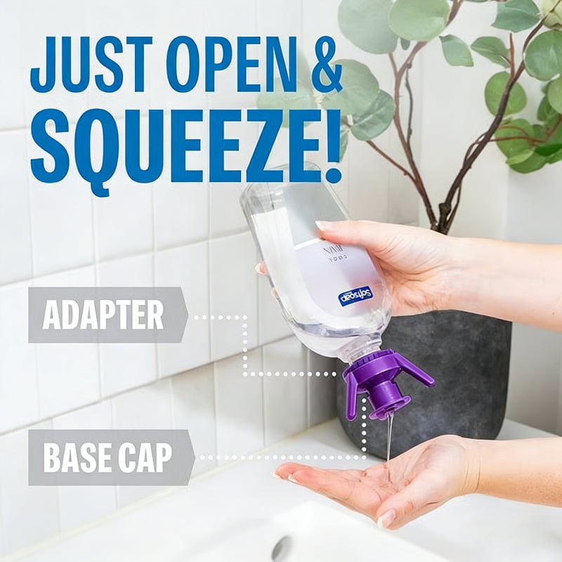 ✅ Flip & Flow! Bottle Emptying Caps 💧 - 6 Bottle Pack - Comes with Adapters for Any Screw Cap Size 🎯
