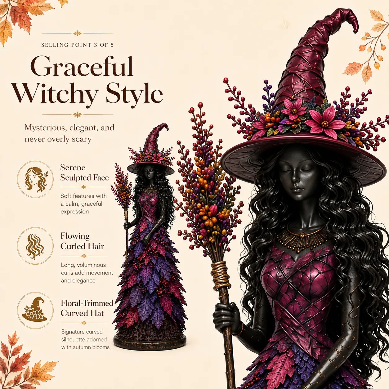💥 49% OFF - 🧙 Enchanted Gothic Autumn Witch Figurine