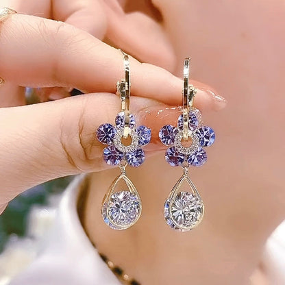 💖 Floral Crystal Drop Earrings