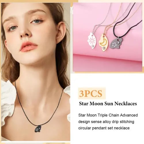Sun, Moon & Star Magnetic Necklace Set