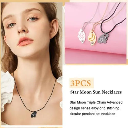 Sun, Moon & Star Magnetic Necklace Set