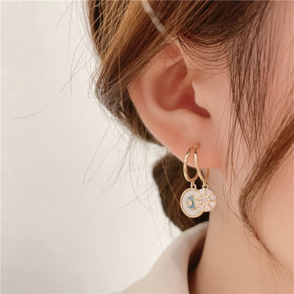 💎 Sparkling Natural Shell Zircon Earrings – Elegant & Lightweight