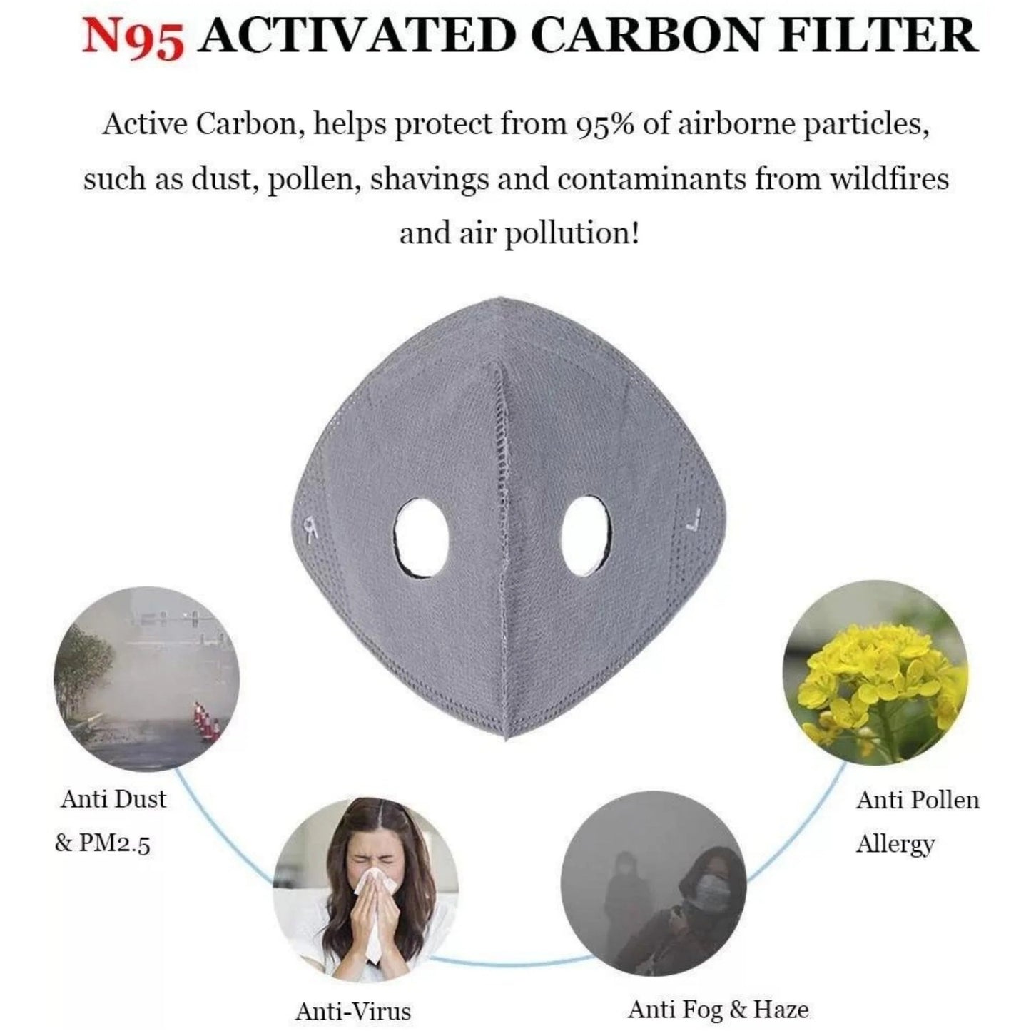 ✅ Reusable Carbon Filter Dust Mask – Built for Active Lifestyles