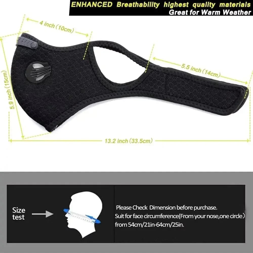 ✅ Reusable Carbon Filter Dust Mask – Built for Active Lifestyles