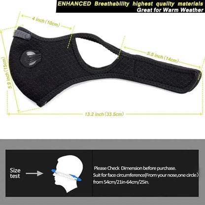 ✅ Reusable Carbon Filter Dust Mask – Built for Active Lifestyles