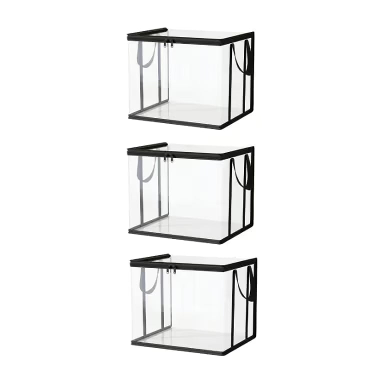 Large Clear Thick Plastic Storage Box with Hinged Lid