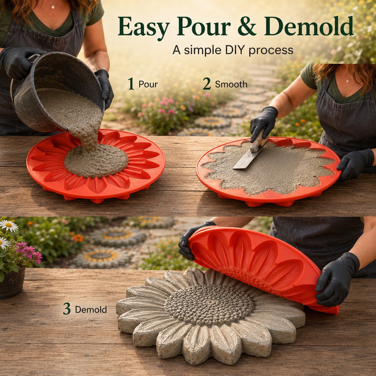 💥 LAST DAY 49% OFF💥🌻 Reusable Sunflower Stepping Stone Mold