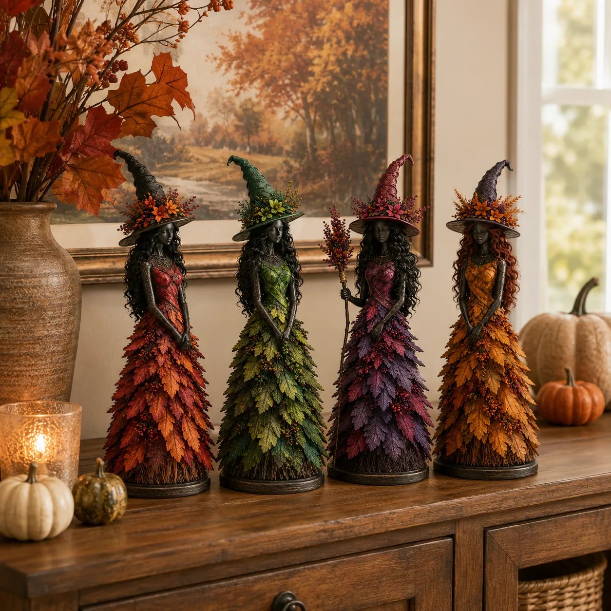 💥 49% OFF - 🧙 Enchanted Gothic Autumn Witch Figurine