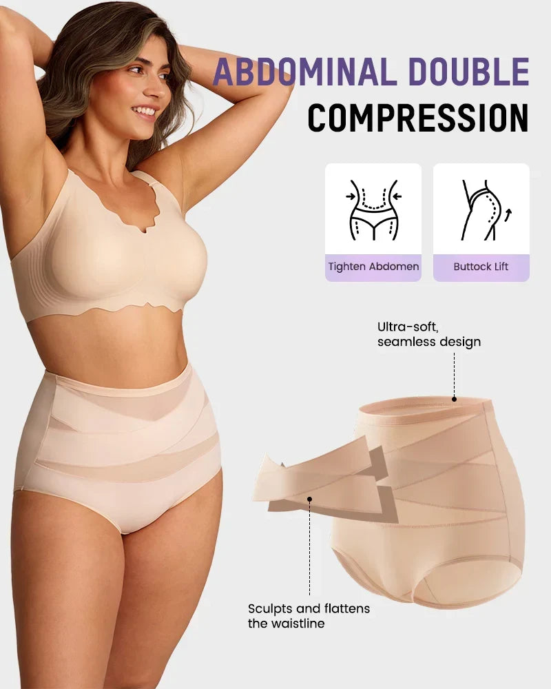 🌸Last Day-Buy 1 Get 1 FREE✨Plus-Size High-Waist Cross Tummy Control Panties