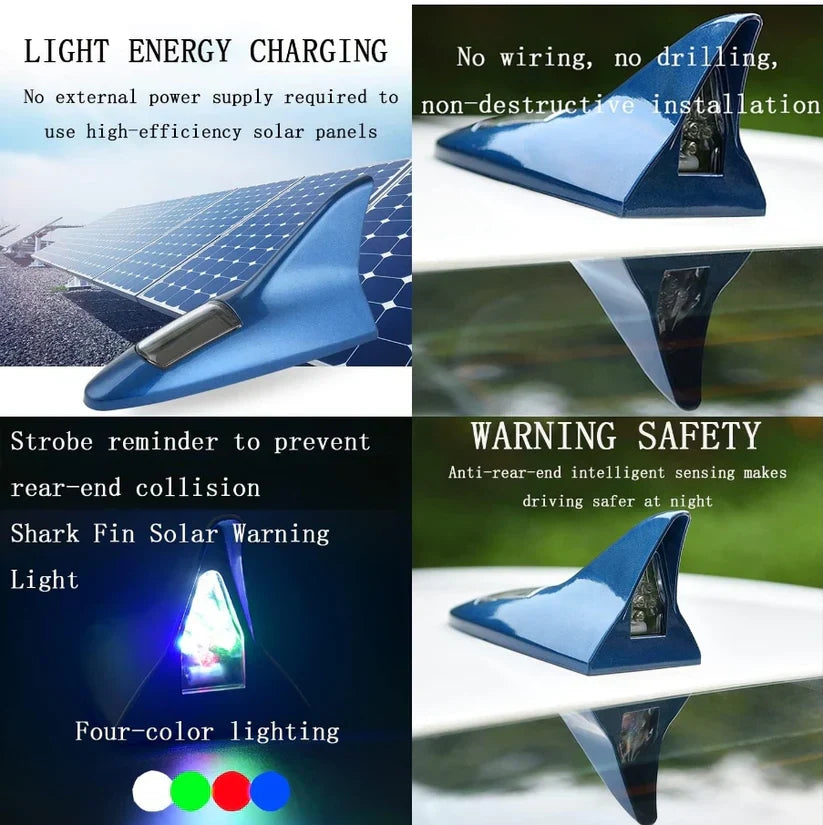 ☀️🦈Solar Shark Fin LED Antenna – Flashing Safety Warning Light for Any Vehicle