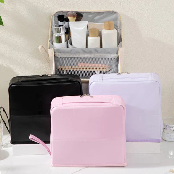 💕 Chic Handheld Cosmetic Bag💄 Multi-Compartment Makeup & Beauty Organizer