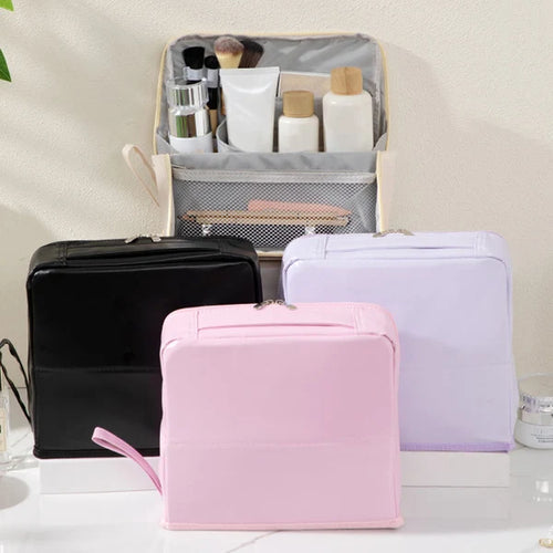 💕 Chic Handheld Cosmetic Bag💄 Multi-Compartment Makeup & Beauty Organizer