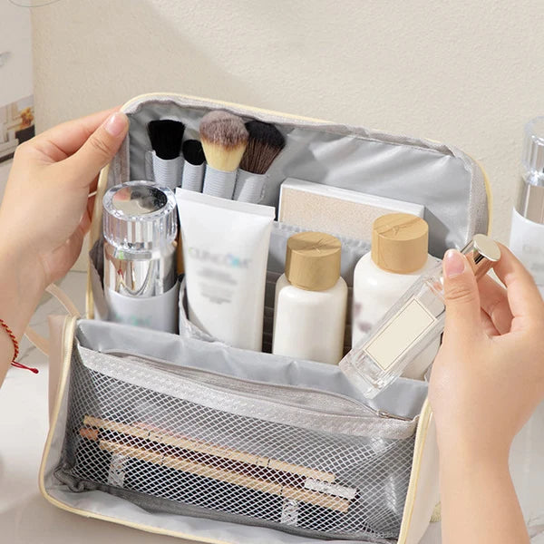 💕 Chic Handheld Cosmetic Bag💄 Multi-Compartment Makeup & Beauty Organizer