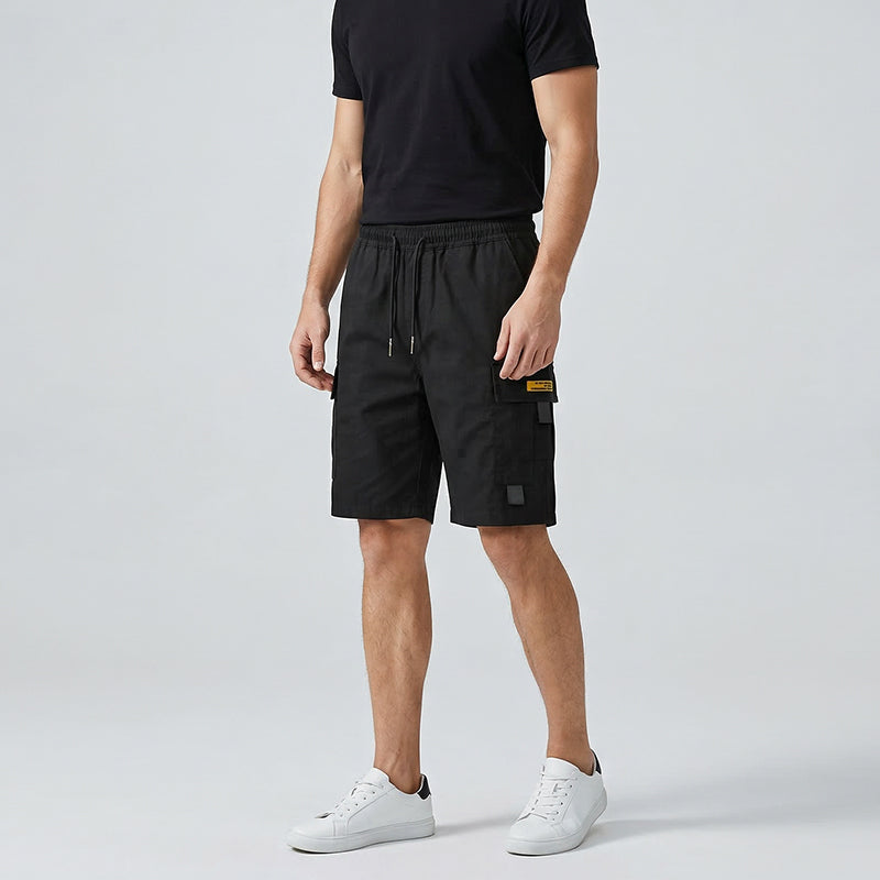 👨🩳 Men's Casual Cargo Shorts – Elastic Drawstring Waist & Utility Pockets
