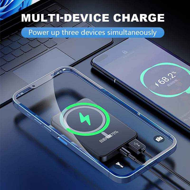 ⚡ 10,000mAh Magnetic Power Bank🧲 22.5W Wired & 15W Wireless Fast Charging