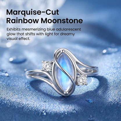 🌙Oval Moonstone Geometric Ring