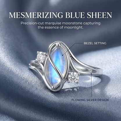 🌙Oval Moonstone Geometric Ring