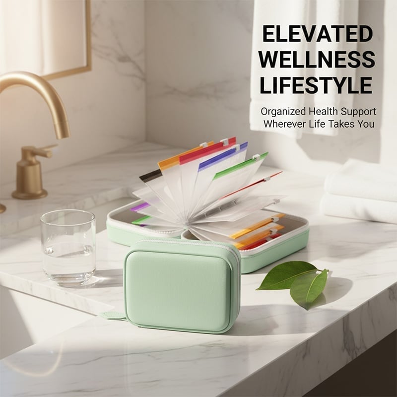 🔥Premium Waterproof PU Travel Pill Organizer Set