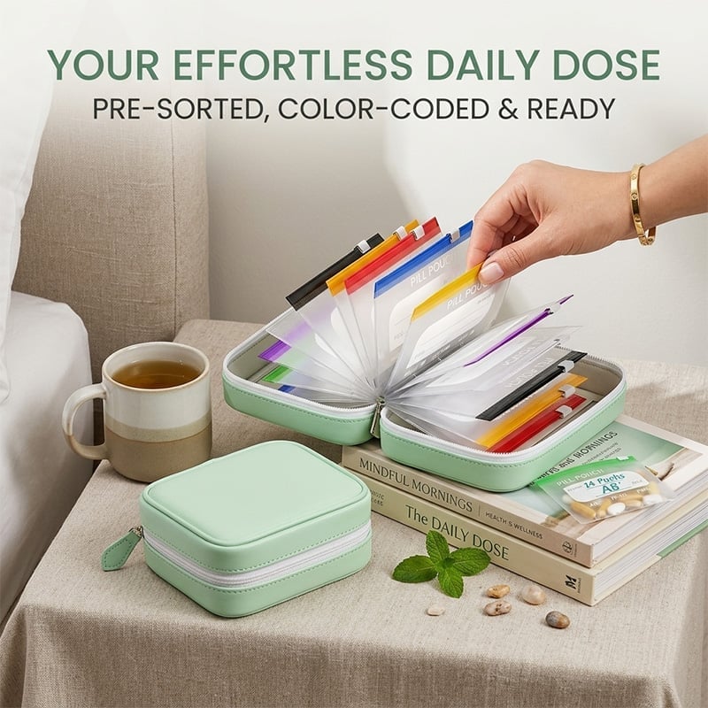 🔥Premium Waterproof PU Travel Pill Organizer Set