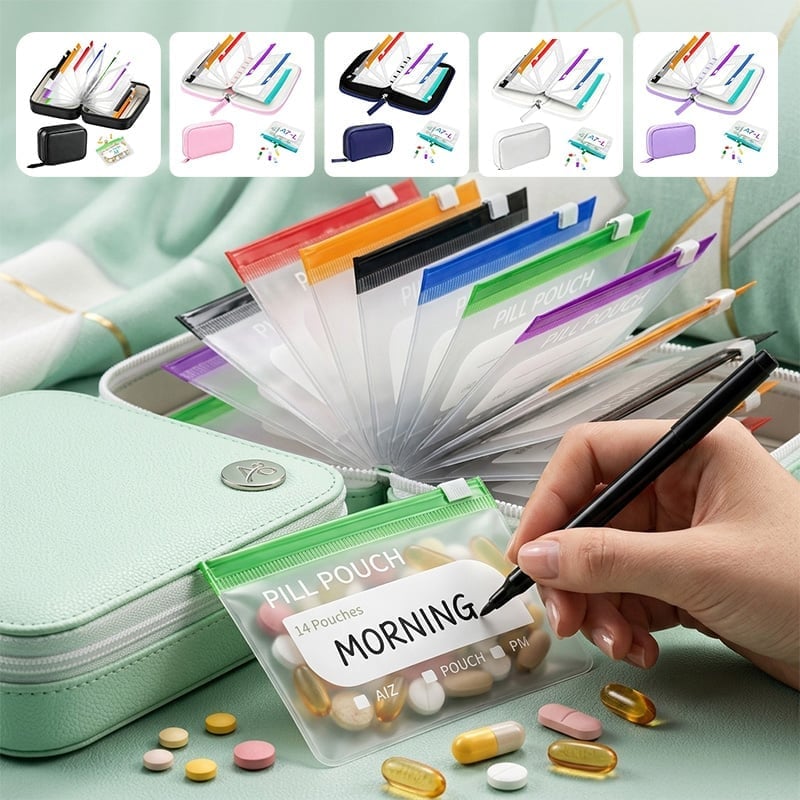🔥Premium Waterproof PU Travel Pill Organizer Set