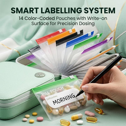 🔥Premium Waterproof PU Travel Pill Organizer Set