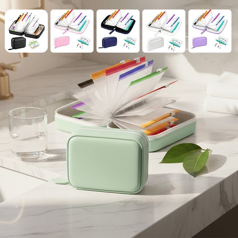 🔥Premium Waterproof PU Travel Pill Organizer Set