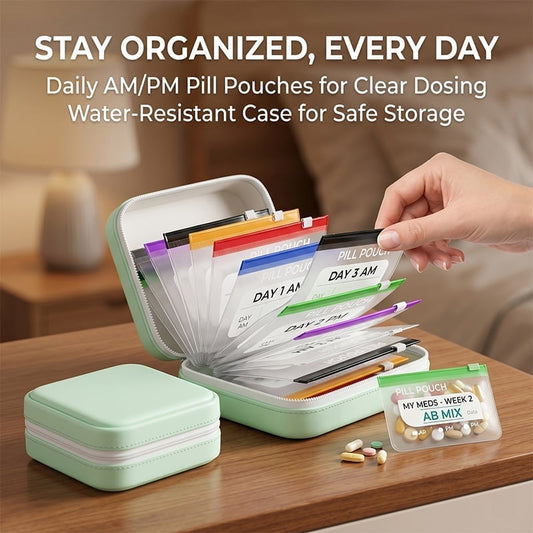 🔥Premium Waterproof PU Travel Pill Organizer Set