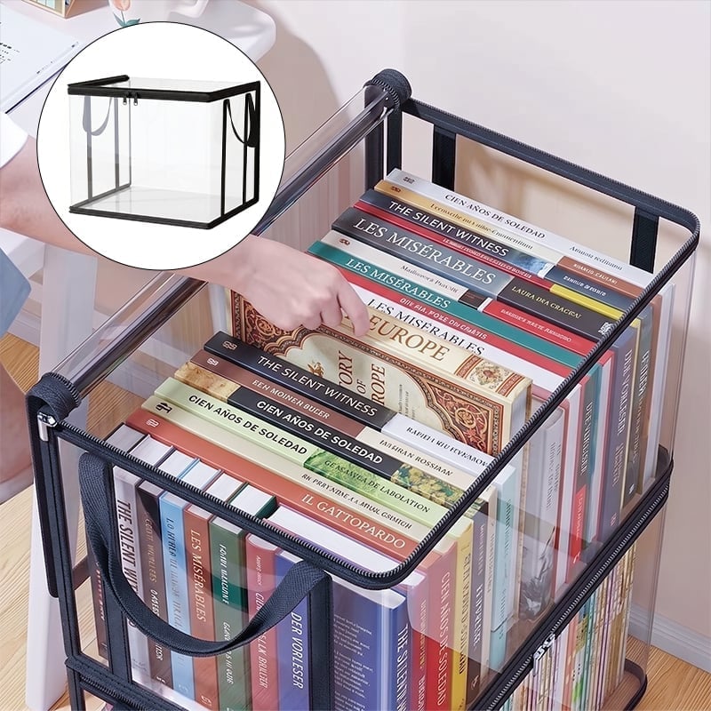 Large Clear Thick Plastic Storage Box with Hinged Lid
