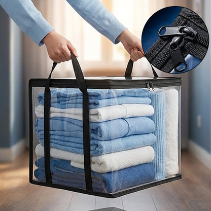 Large Clear Thick Plastic Storage Box with Hinged Lid